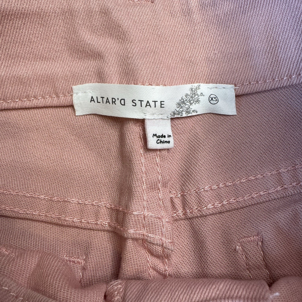 Altar'd State Pink Flare Cargo Pants Women's Size XS Boho Wide Leg Inseam 31" - Picture 2 of 7